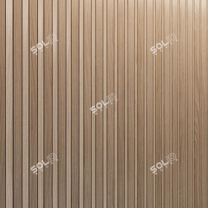 Brass-Trimmed Wood Wall Panels 3D model image 3