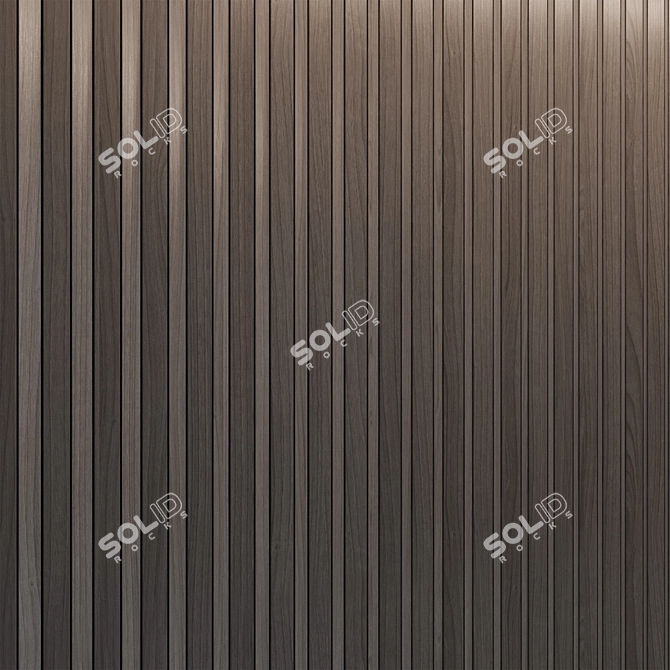 Brass-Trimmed Wood Wall Panels 3D model image 4