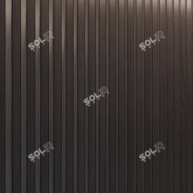 Brass-Trimmed Wood Wall Panels 3D model image 5