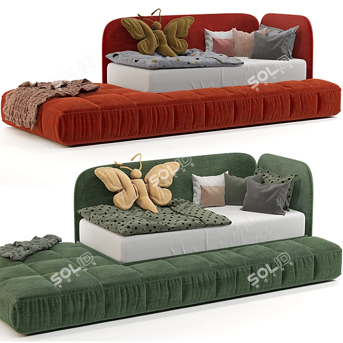 Contemporary Children's Sofa Bed 3D model image 2