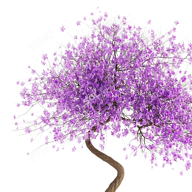 Purple Bonsai Flower Miniature Decor 3D model image 4