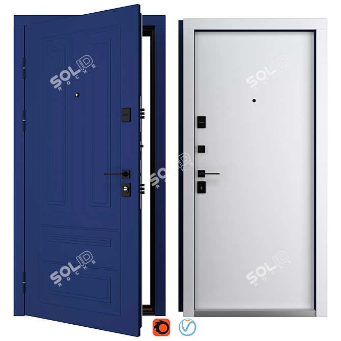Country Metal Entry Door Set 3D model image 1