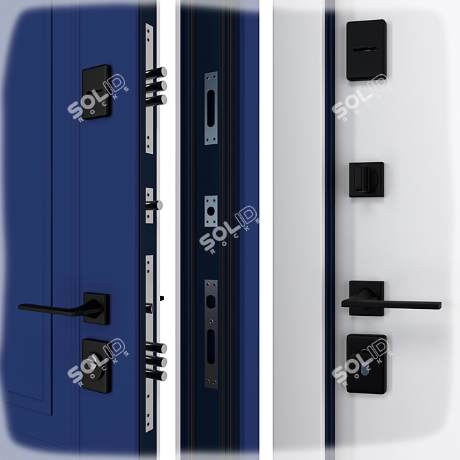 Country Metal Entry Door Set 3D model image 2