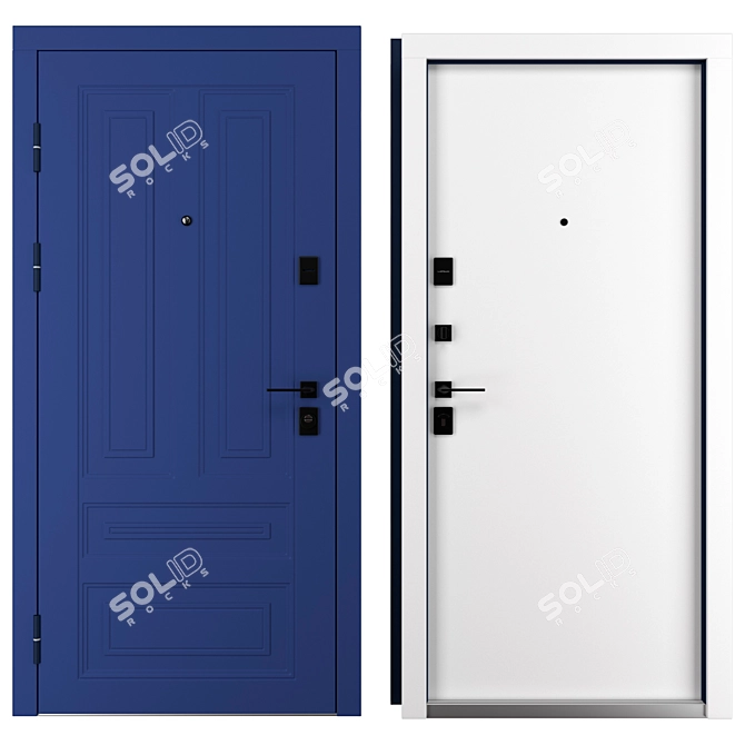 Country Metal Entry Door Set 3D model image 3