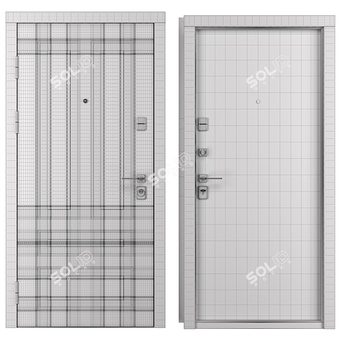 Country Metal Entry Door Set 3D model image 4