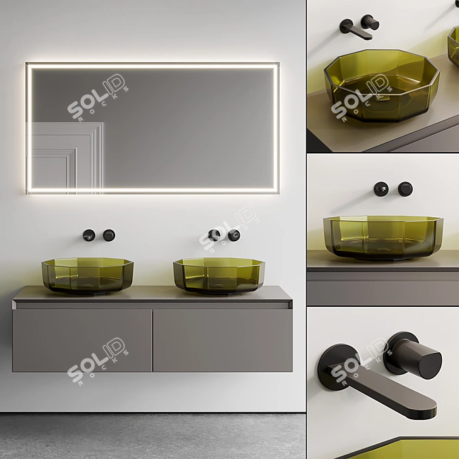 Modern Bathroom Vanity Set 3 3D model image 1