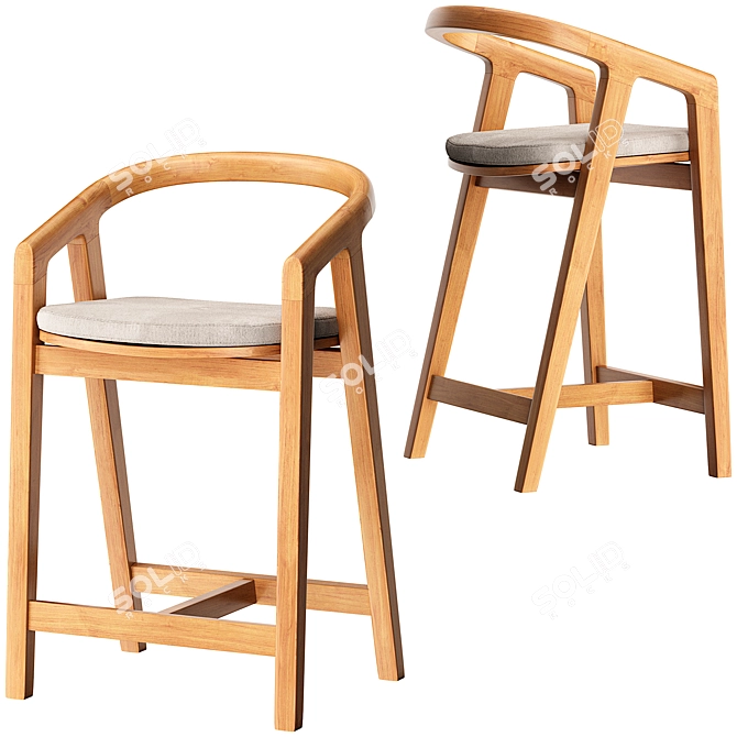 Ergo Bar Stool with Armrests 3D model image 2