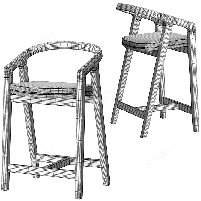 Ergo Bar Stool with Armrests 3D model image 4