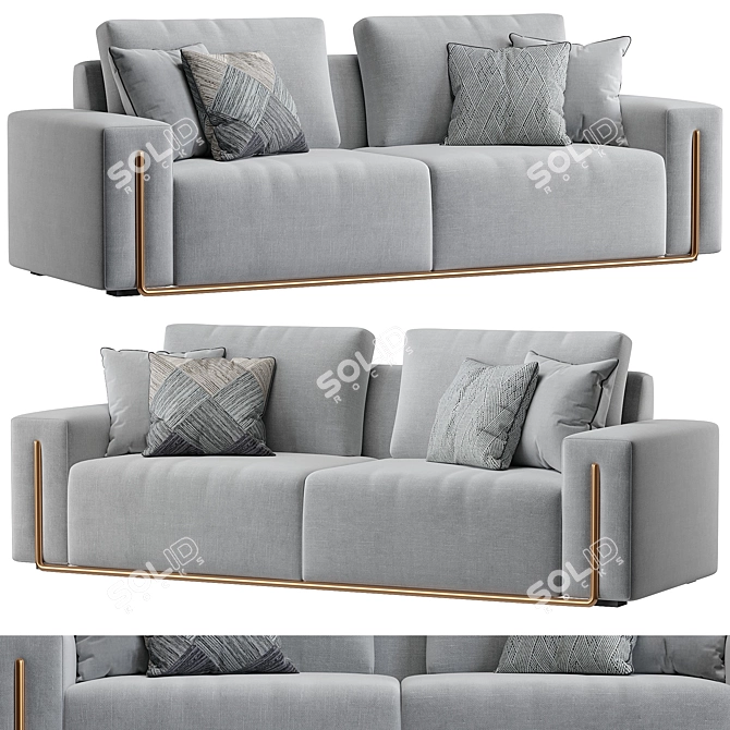 Contemporary Gray Cotton Sofa Bed 3D model image 1