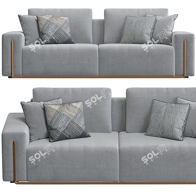 Contemporary Gray Cotton Sofa Bed 3D model image 2