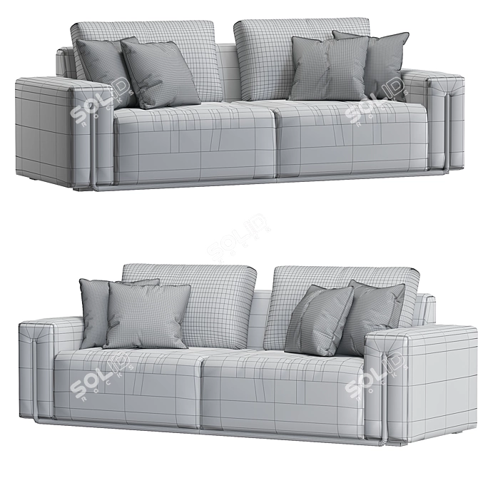 Contemporary Gray Cotton Sofa Bed 3D model image 3
