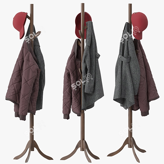 Stylish 8-Hook Coat Rack 3D model image 4