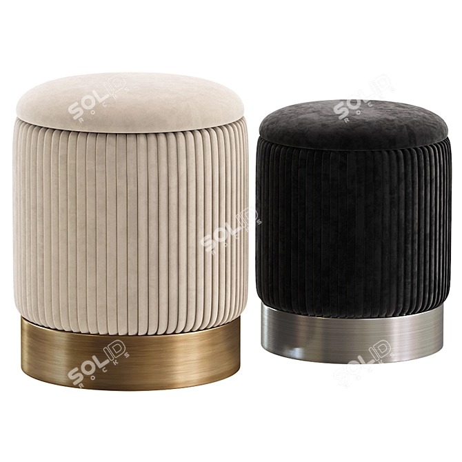 Modern Oslo Pouffe Set, Elegant 3D model image 3