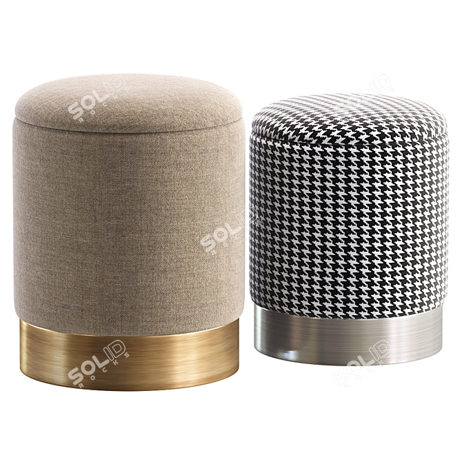 Modern Oslo Pouffe Set, Elegant 3D model image 5