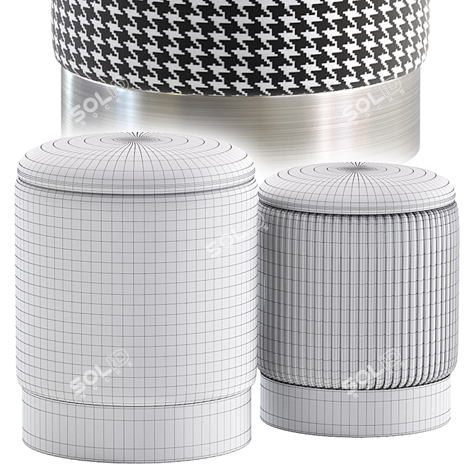 Modern Oslo Pouffe Set, Elegant 3D model image 7