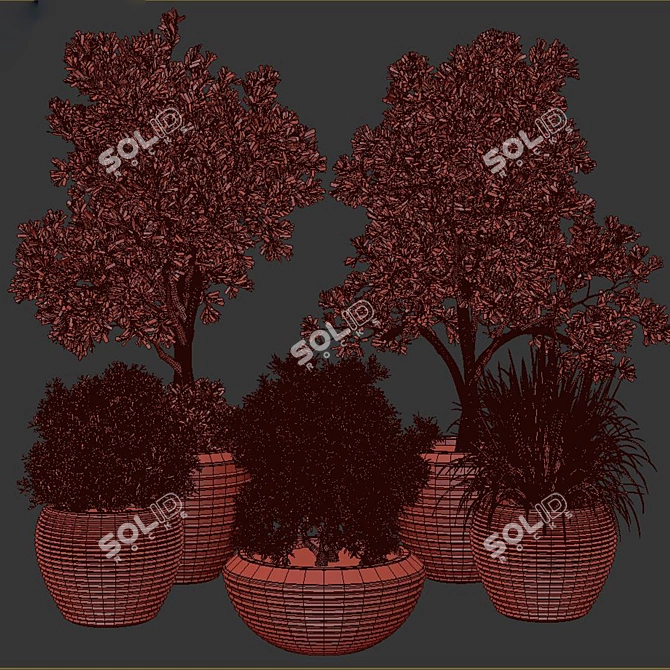 Concrete Vase Indoor Plant Set 3D model image 7