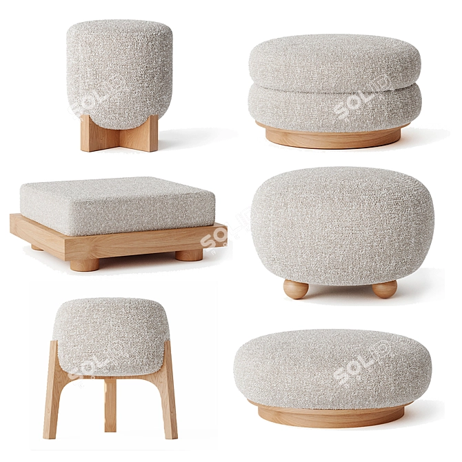 Designer Collection Emmanuelle Simon Poufs 3D model image 1