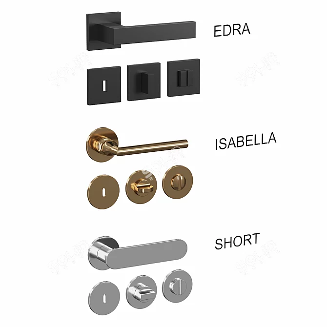 DND Door Handles Set Variety 3D model image 2