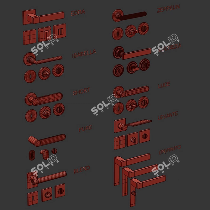 DND Door Handles Set Variety 3D model image 5