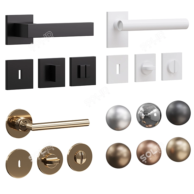 DND Door Handles Set Variety 3D model image 9