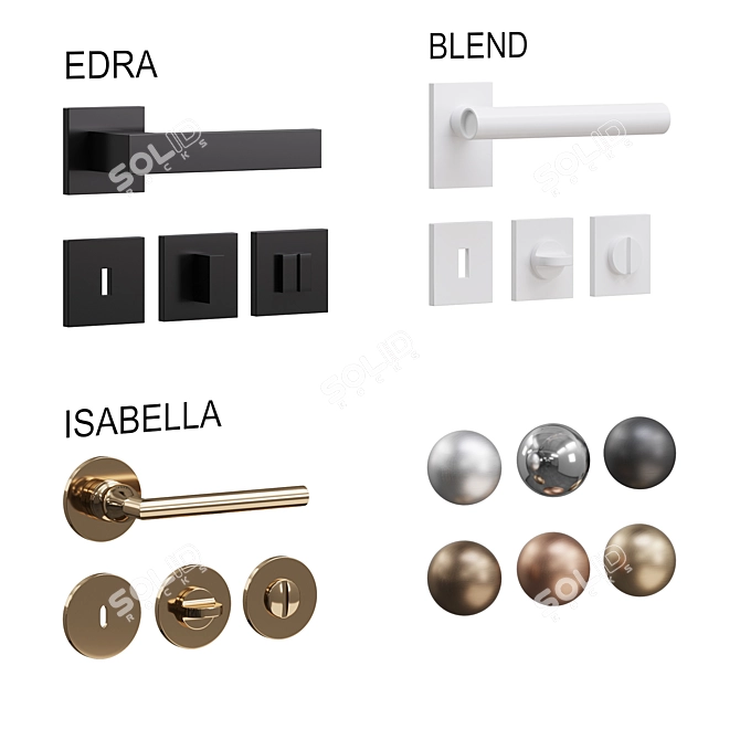 DND Door Handles Set Variety 3D model image 10