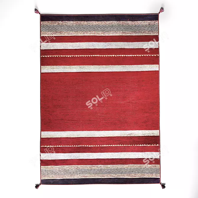 Crimson Handmade Cotton Chenille Rug 3D model image 1
