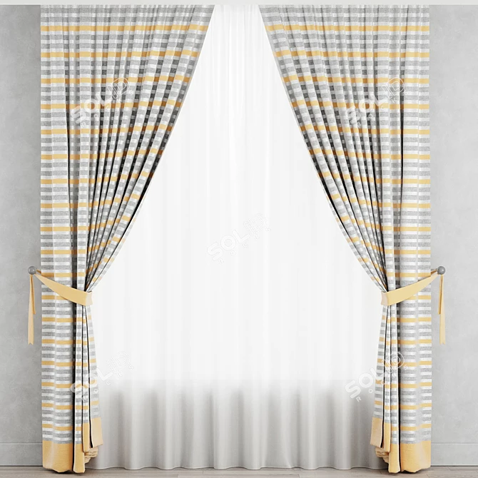 Title: Cotton Kids Room Curtains 3D model image 1