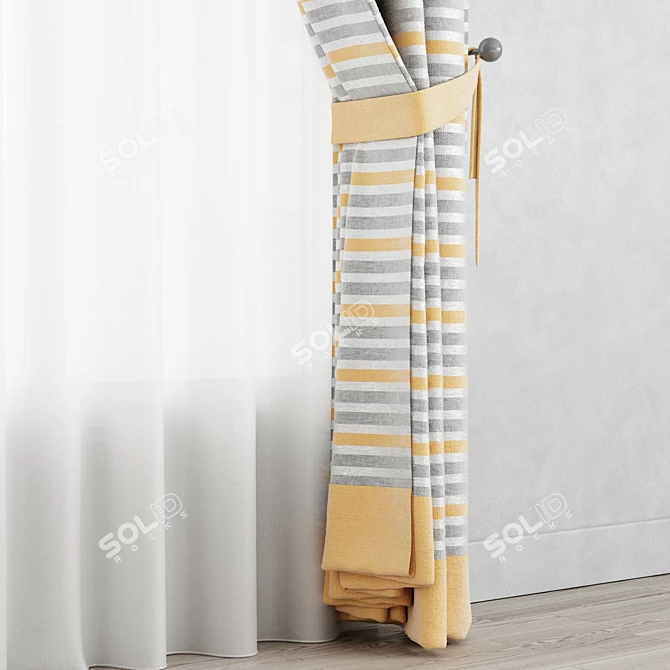 Title: Cotton Kids Room Curtains 3D model image 2