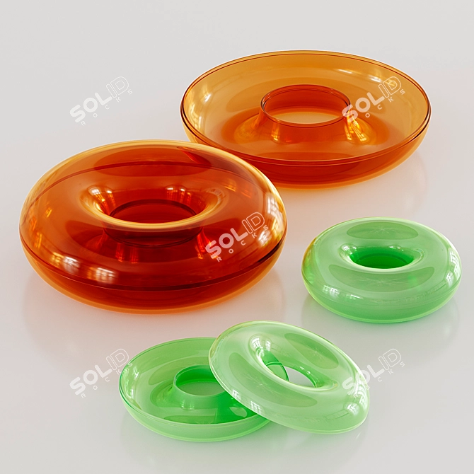 Serving Bowl Glass Orange Lid 3D model image 1