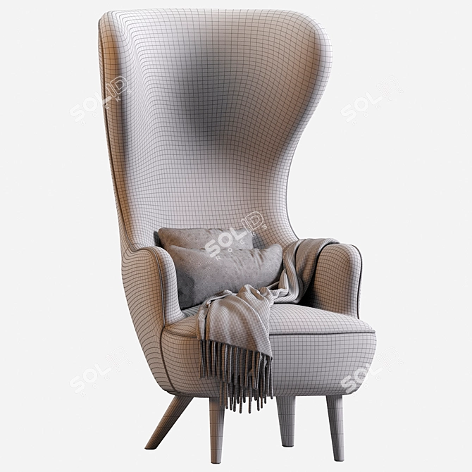 Elegant Wingback Chair 2016 Classic 3D model image 6