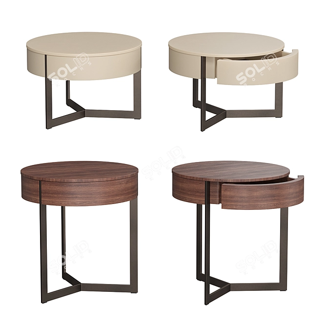 Minimalist Round Coffee Table Set 3D model image 2