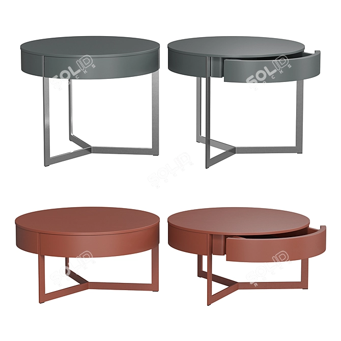 Minimalist Round Coffee Table Set 3D model image 3