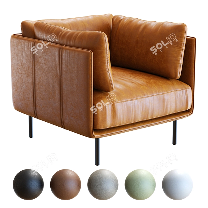 Crate&Barrel Wells Leather Chair 3D 3D model image 1