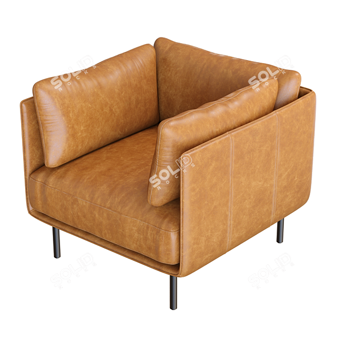 Crate&Barrel Wells Leather Chair 3D 3D model image 4