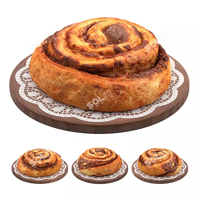 Cinnamon Snail Bun Puff 3D model image 1