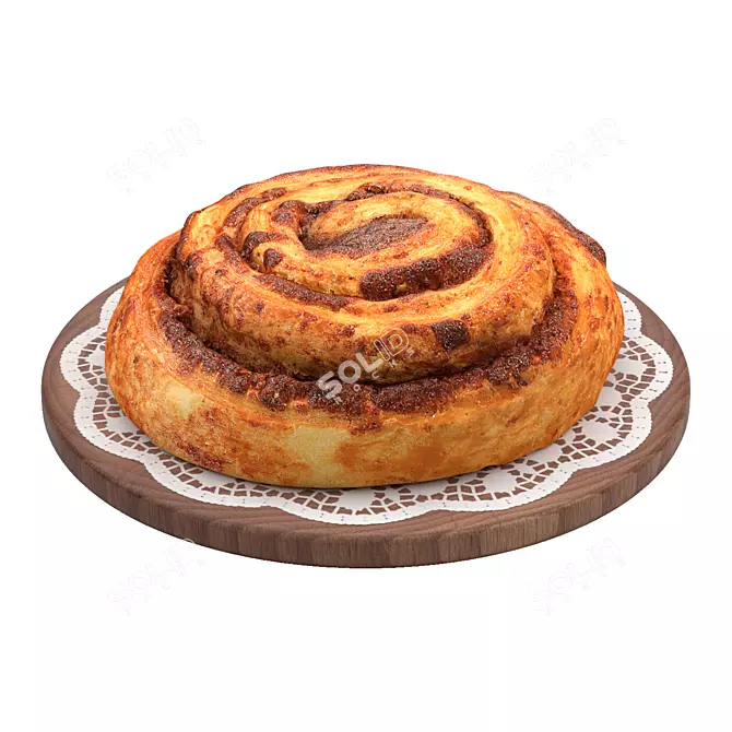 Cinnamon Snail Bun Puff 3D model image 4