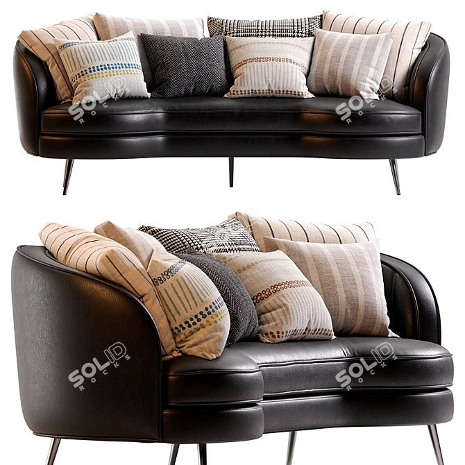 Contemporary Upholstered Sofa 3D Model 3D model image 2