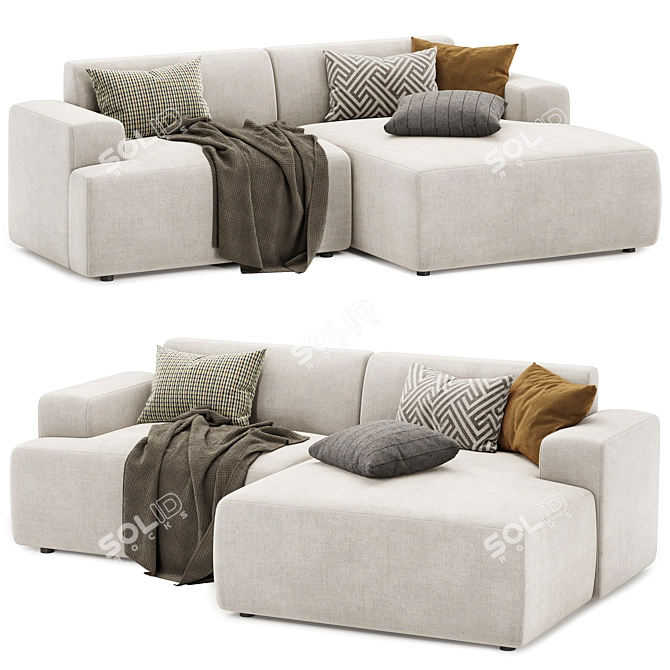 Light Grey Melva Corner Sofa 3D model image 1