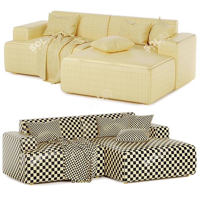 Light Grey Melva Corner Sofa 3D model image 3