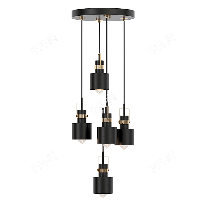 Elegant Chrome Ceiling Light Fixture 3D model image 1