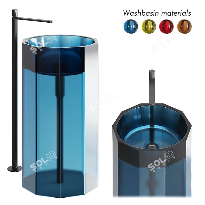 Stylish Vitreo Freestanding Washbasin 3D model image 1