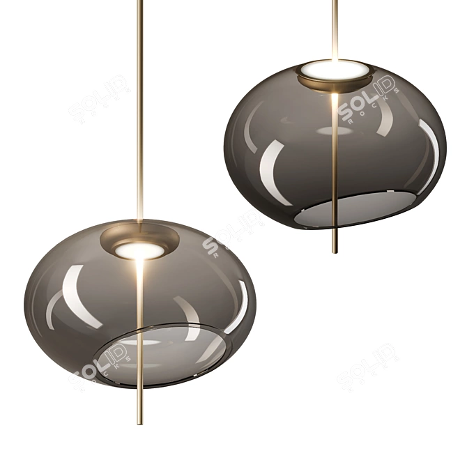 Ethereal Glass Brass Pendant Light 3D model image 3