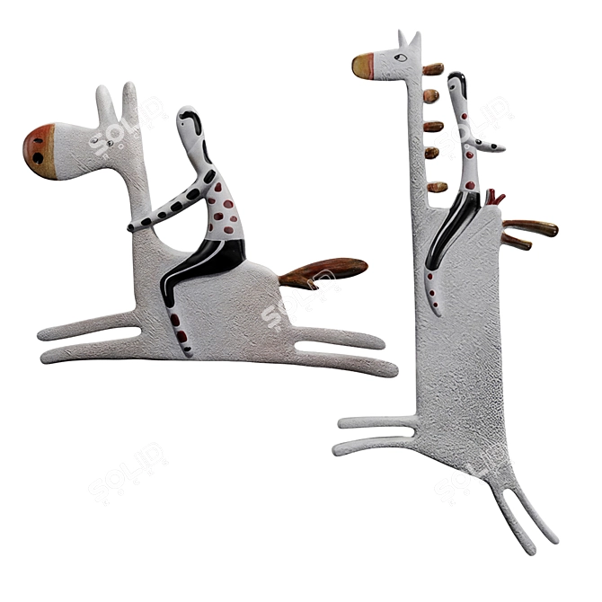 Elegant Horse Wall Sculptures 3D model image 1