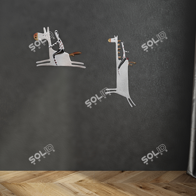 Elegant Horse Wall Sculptures 3D model image 2