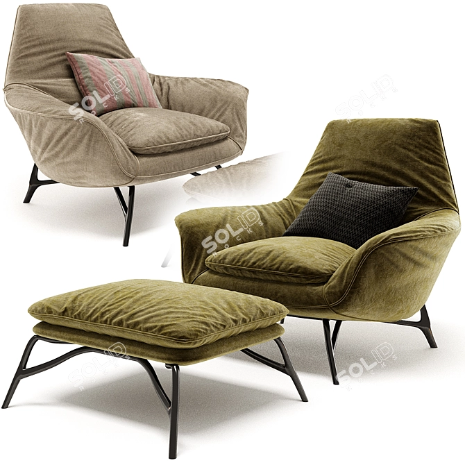 Luxurious Prince Armchair Minotti Upgrade 3D model image 2