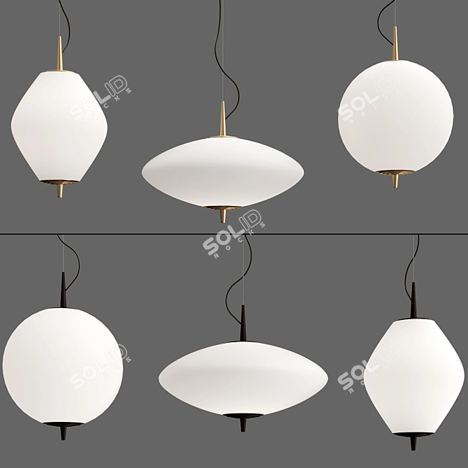 Modern Nova Pendant Suspension Set 3D model image 2