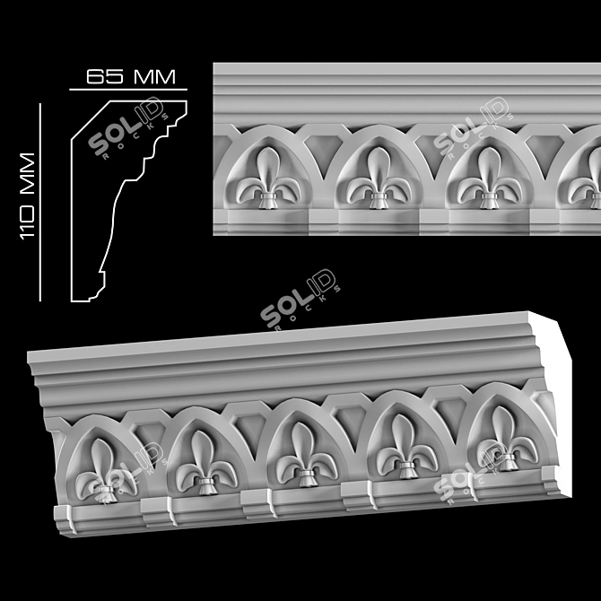 Decorative Curtain Rod К020 3D model image 2