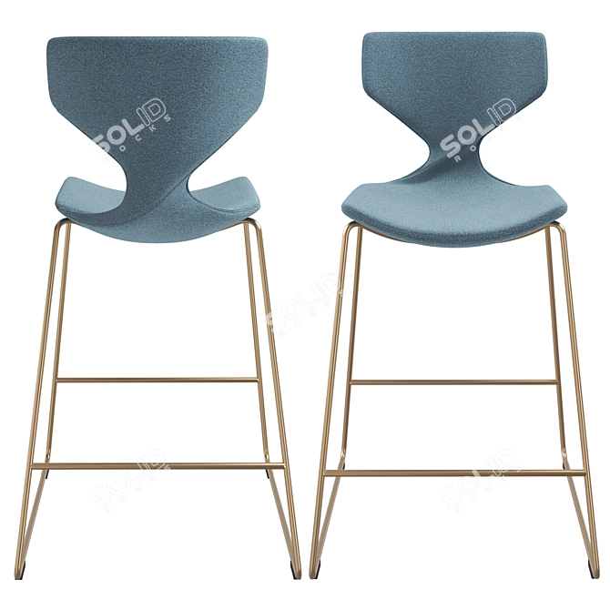 Elegant Italian Bar Stool Quo 3D model image 7