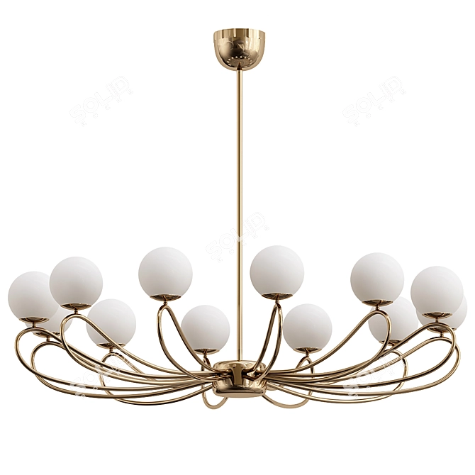 Elegant Brass Papillon Ceiling Light 3D model image 1