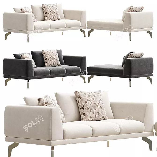 Stylish ACANTO Corner Sofa Mussi 3D model image 1